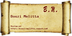 Boszi Melitta névjegykártya